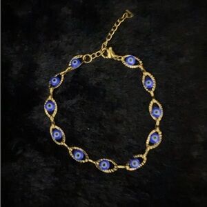 18K Gold Blue Evil Eye Bracelet